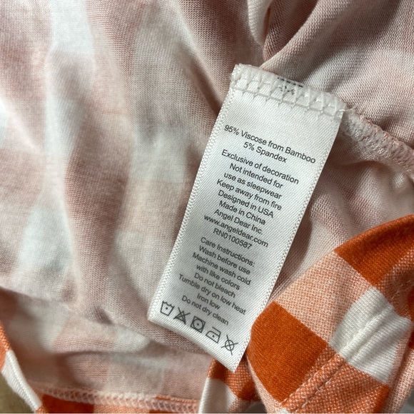 Angel Dear 6-12mo Orange and White Gingham Fall Thanksgiving Dress Bamboo NWOT - Picture 6 of 7